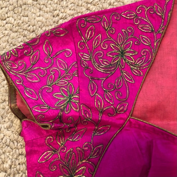 NWOT Yellow/Orange and Pink Chiffon Sari - Picture 7 of 12